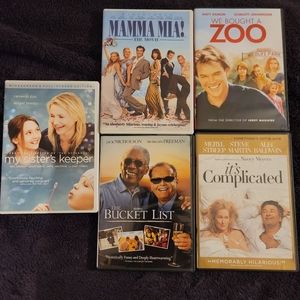 5movies SisterKeeper(PG13),MamaPG13, Zoo(PG),BucketList(PG13), Complicated(R)